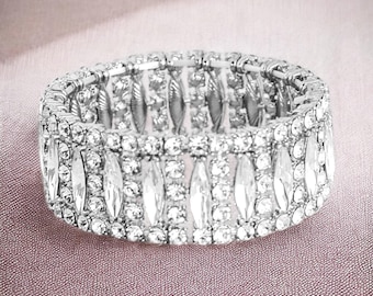 Silver  rhinestone bracelet, competition jewelry bracelet, wedding bridal jewelry,  drag pageant bracelet, crystal bracelet gifts for her