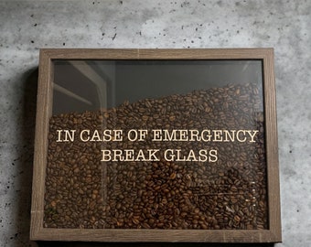 Coffee Decor Shadowbox | In Case of Emergency | Caffeine Lover's Gift | Framed Art | Kitchen Accent | Home Decor