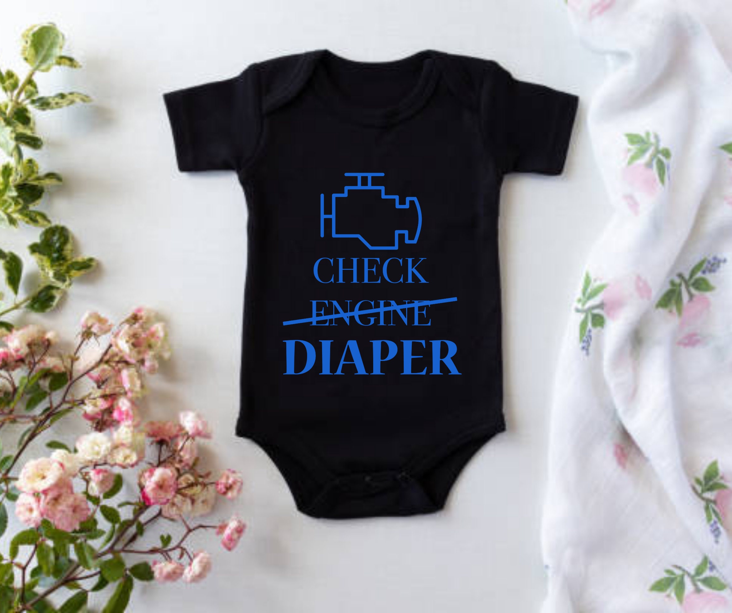 Check Engine Diaper Baby Bodysuit: Funny Mechanic Baby Clothes - Etsy