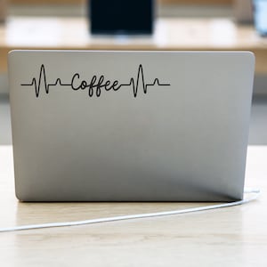 Coffee Heartbeat Lifeline Decal Sticker Inscription - For Cars, Trucks, Vans, Walls, Laptop