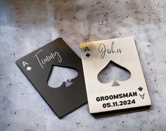 Ace of Spades Bottle Opener - Perfect Groomsmen, Best Man, Father&#39;s Day Gift - Metal Playing Card Design for Poker & Bar Enthusiasts
