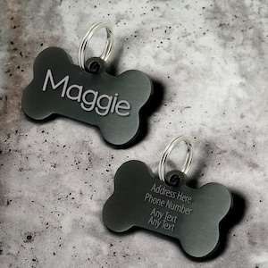 Personalized Stainless Steel Dog Tag | Bone Shape | Pet ID with Name & Contact | Custom Engraved Pet Tag