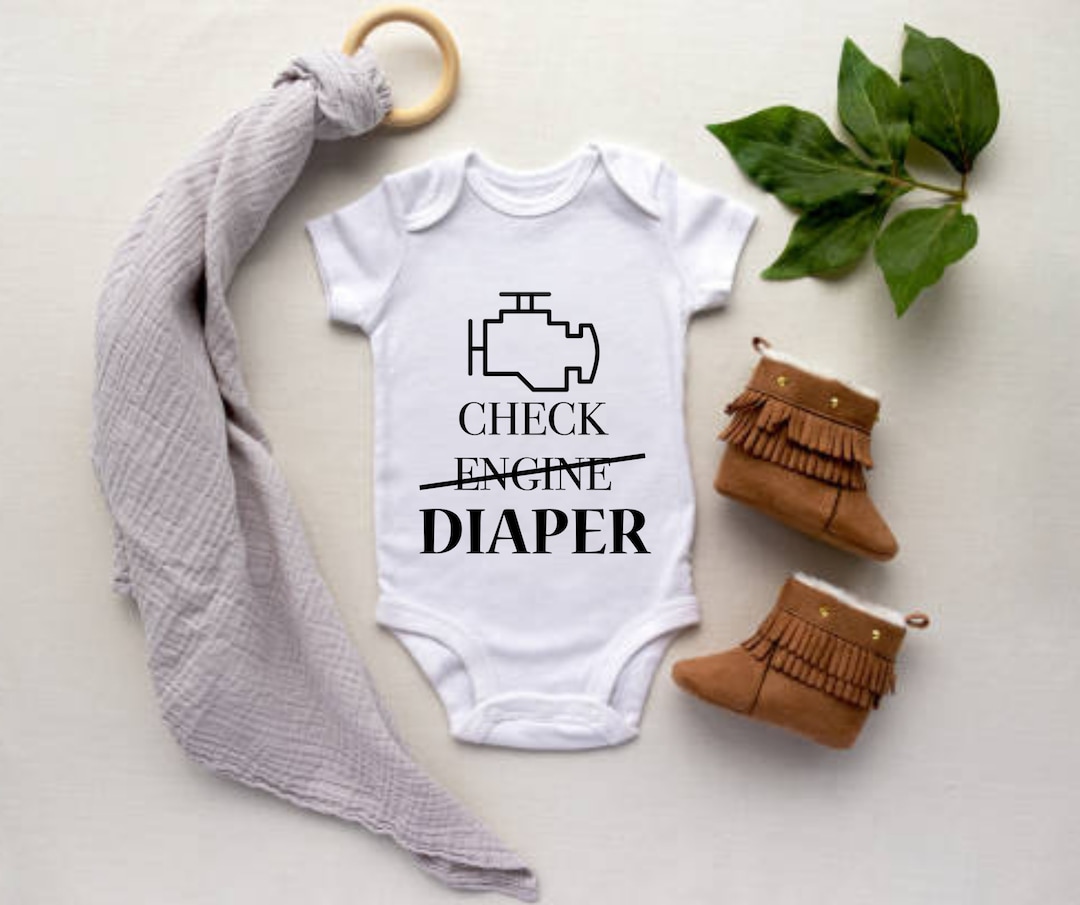 Check Engine Baby Bodysuit Funny Poopy Diaper Baby Clothes Etsy