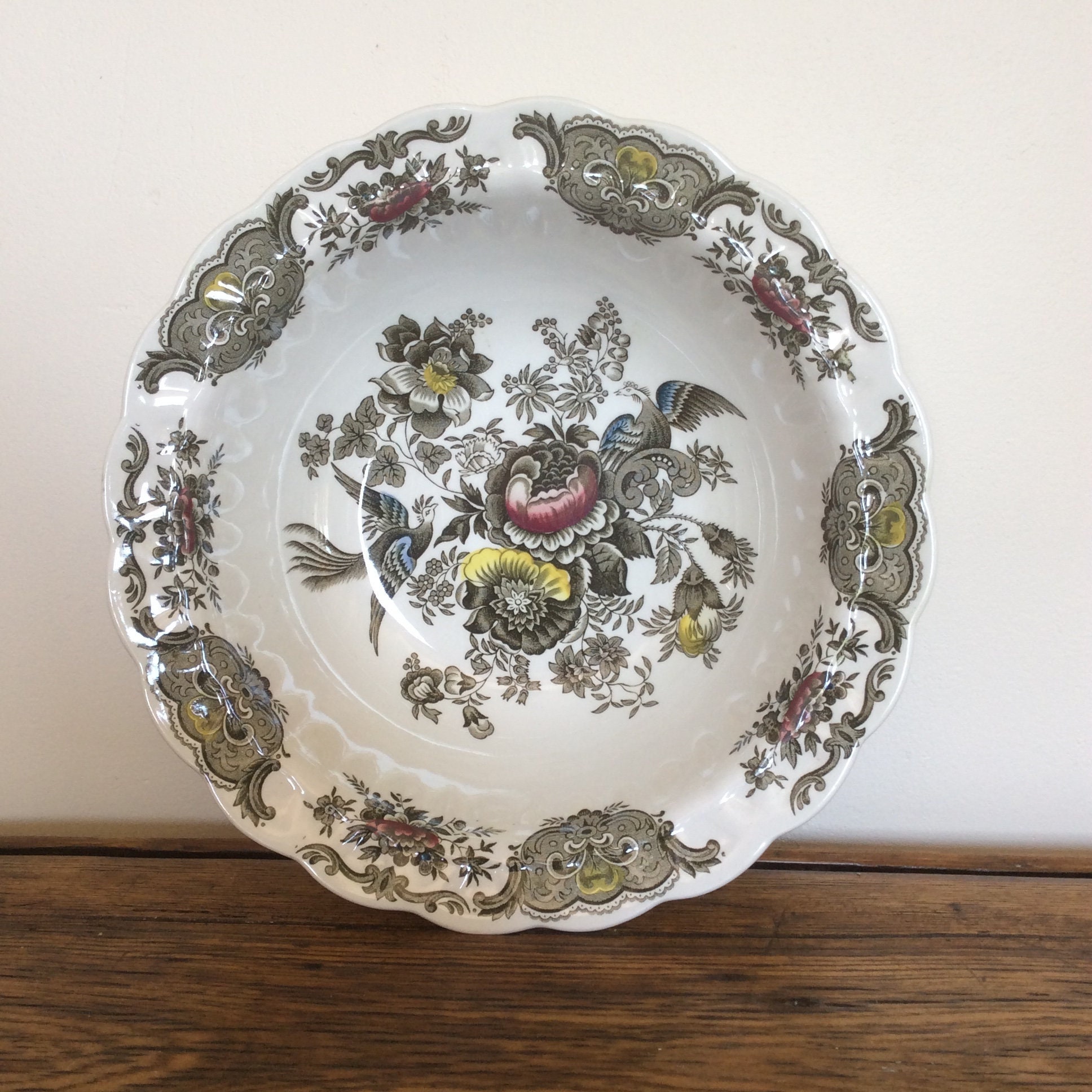 Années 1960 - Plat de Service, Saladier en Porcelaine Vintage Anglaise Fabriqué Par Ridgway Stafford