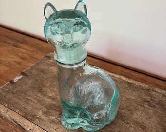 Vintage-Karaffe aus geformtem Glas in Form einer Katze, hergestellt in Italien