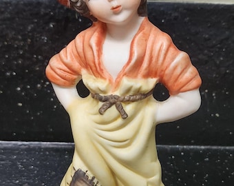 Vintage Norleans Porcelain Girl In Patchwork Pants 1950's