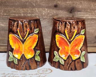 Vintage Treasure Craft Butterfly Salt And Pepper Shakers