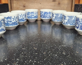 Set of 8 Blue Willow Teacups Made in England