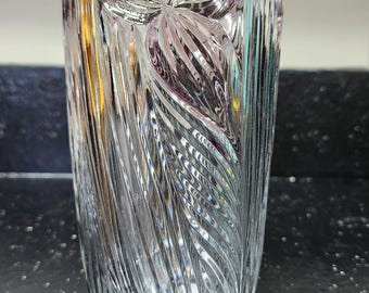 Mikasa Germany Glass Vase With Purple Flowers
