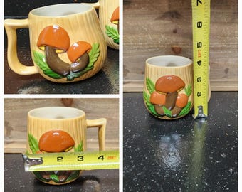 Vintage Arnel's Ceramic Mushrooms Coffee Mug Set of 4