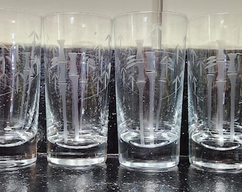 Set Of 6 Vintage Noritake Crystal Bamboo Glasses