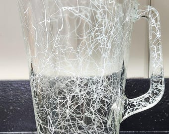 Vintage Hazel Atlas Drizzle Pitcher White Spaghetti String