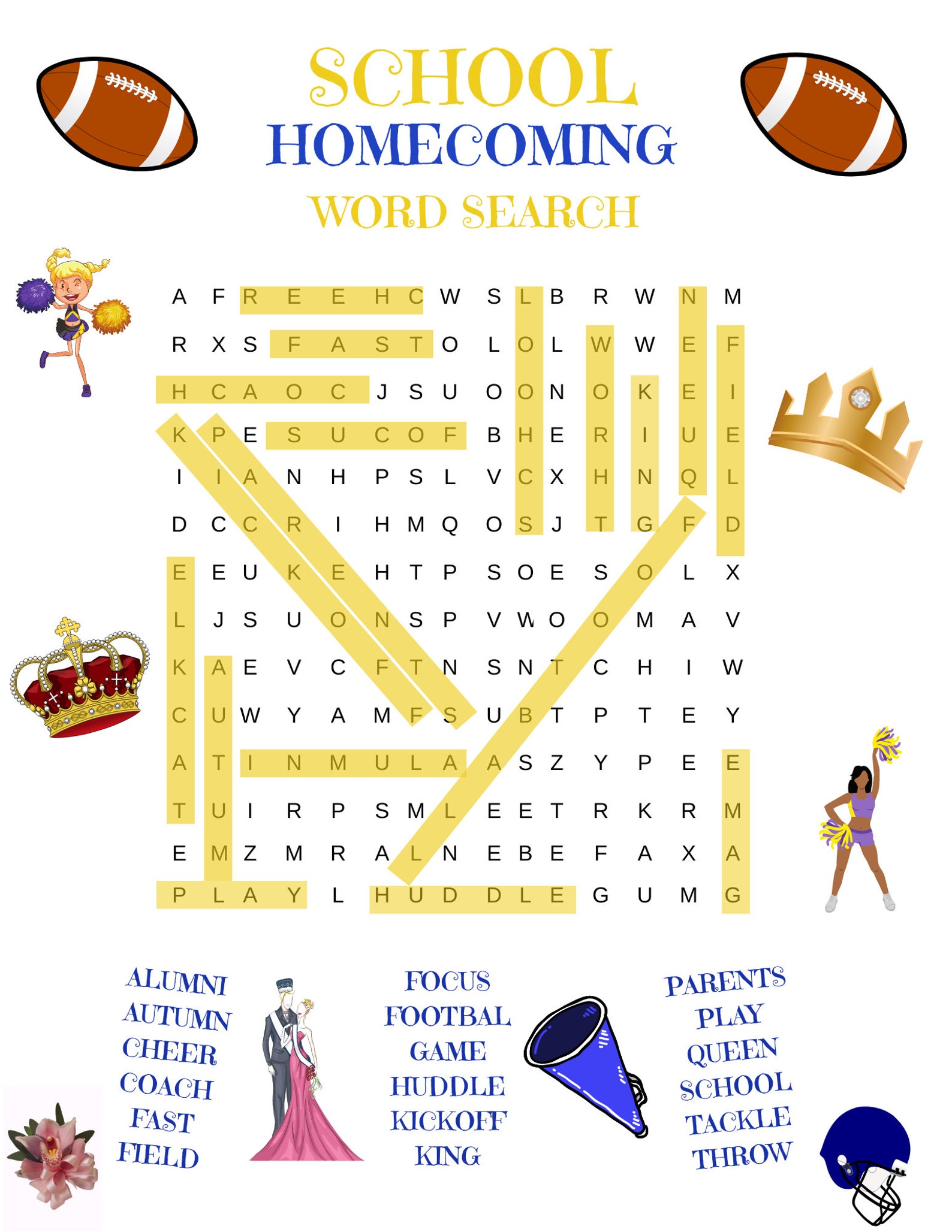 School Homecoming Word Search Puzzle - Homecoming Download Printable ...