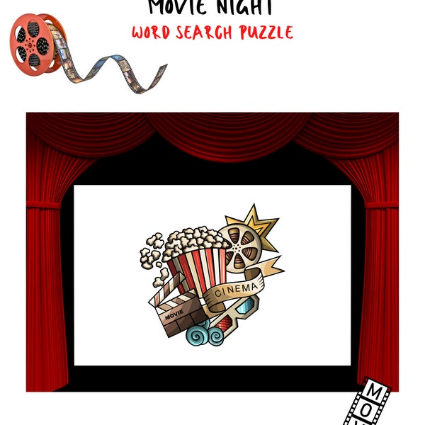 Adult Movie Night Word Search Etsy Canada