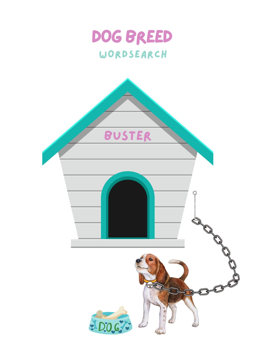 Dog Breed Word Search Dog Breed Printable Download Word Search Dog Digital Word Search With