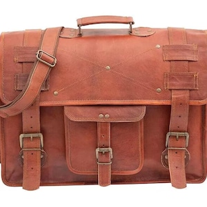 18 Inch Brown Leather Briefcase Retro Leather Laptop Messenger Bag Office bag College Bag Messenger Bag Satchel Briefcase gifts