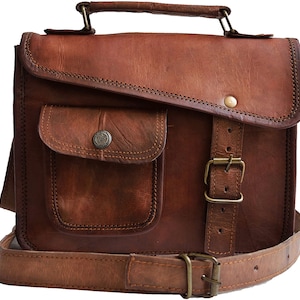 Leder Umhängetasche Laptoptasche Aktentasche Leder Umhängetasche Damentasche im Vintage Look