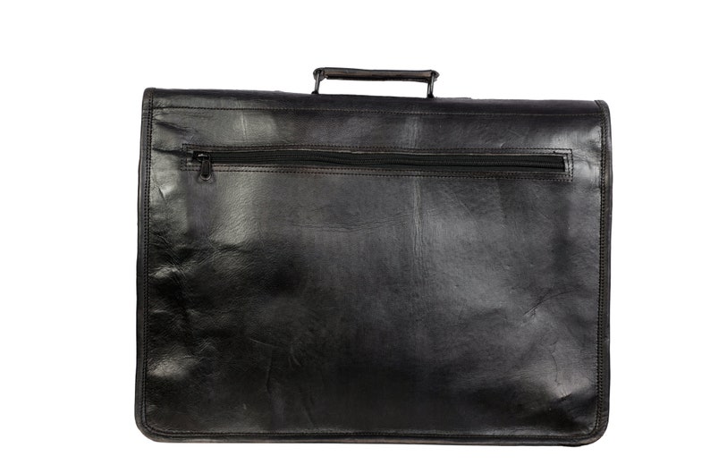 Porte-documents en cuir noir de 18 pouces Sac messager pour ordinateur portable en cuir rétro Sac de bureau Cadeau pour lui Porte-documents universitaire image 3