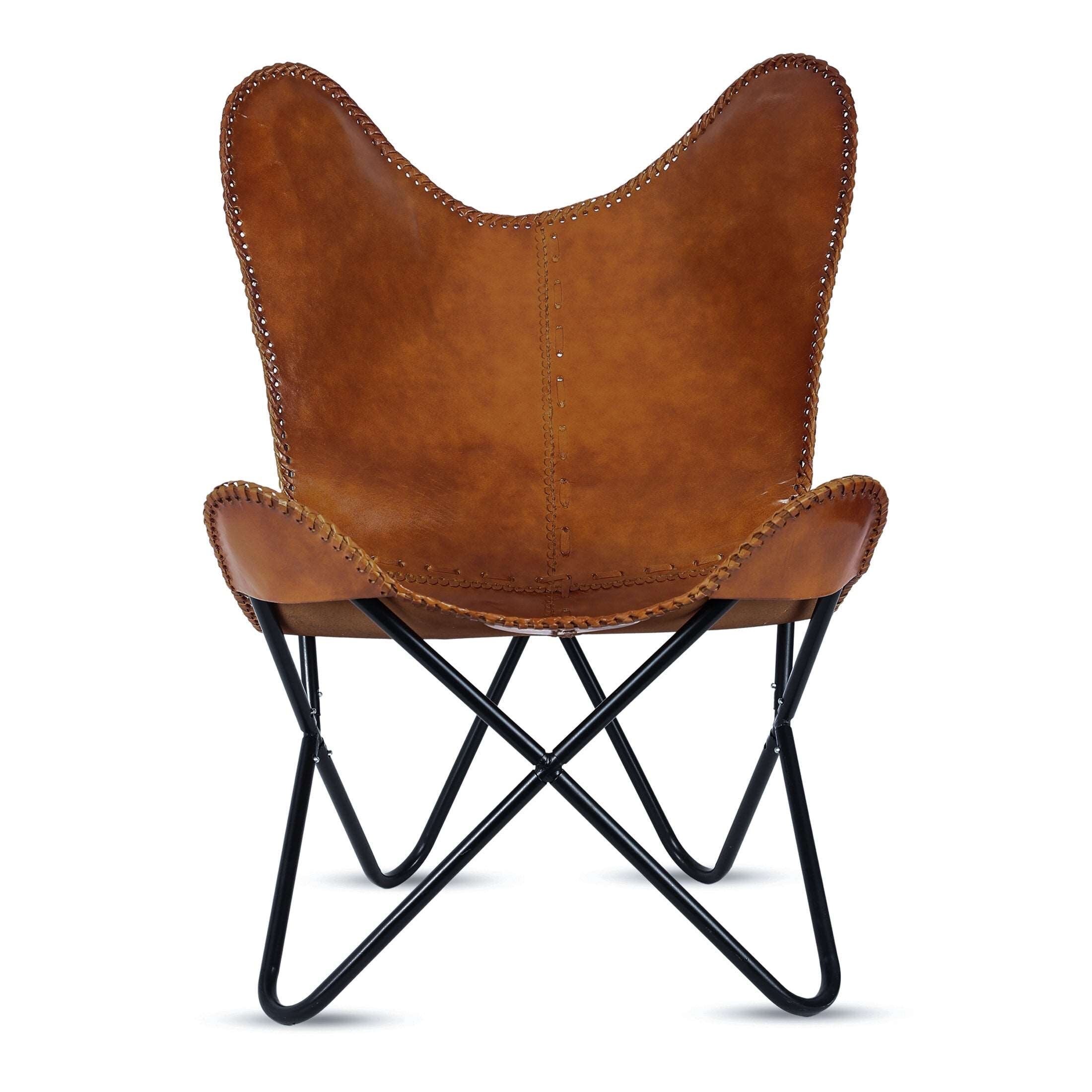 Premium Living Room Chair butterfly chair BKF Leather Relaxing Chair Accent Chair handmade Relaxing chair foldable legs gift for him