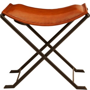 Melton Ten brownLeather Stool Hunting Camping Chair Living Room Stool Leisure Folding Stool Leather Stool Bar stool