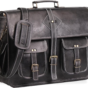Élégant sac messager en cuir noir, sac à bandoulière en cuir, sac pour ordinateur portable en cuir véritable noir, sac à bandoulière en cuir pour homme et femme