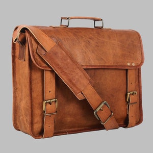 Porte-documents Messenger pour ordinateur portable en cuir marron vintage fait main pour homme, sac cartable à bandoulière en cuir, sac à bandoulière en cuir noir, cadeaux du vendredi