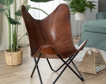 本革バタフライチェア、リラックスチェア、素朴なラウンジチェア