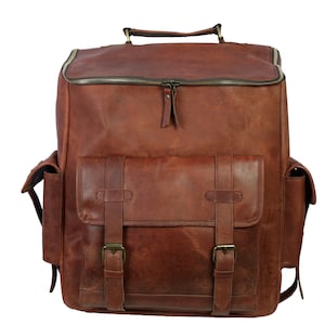 Sac à dos de voyage en cuir de buffle fait main, ordinateur portable universitaire, sac à dos de bureau, sac à dos en cuir marron cadeau pour elle