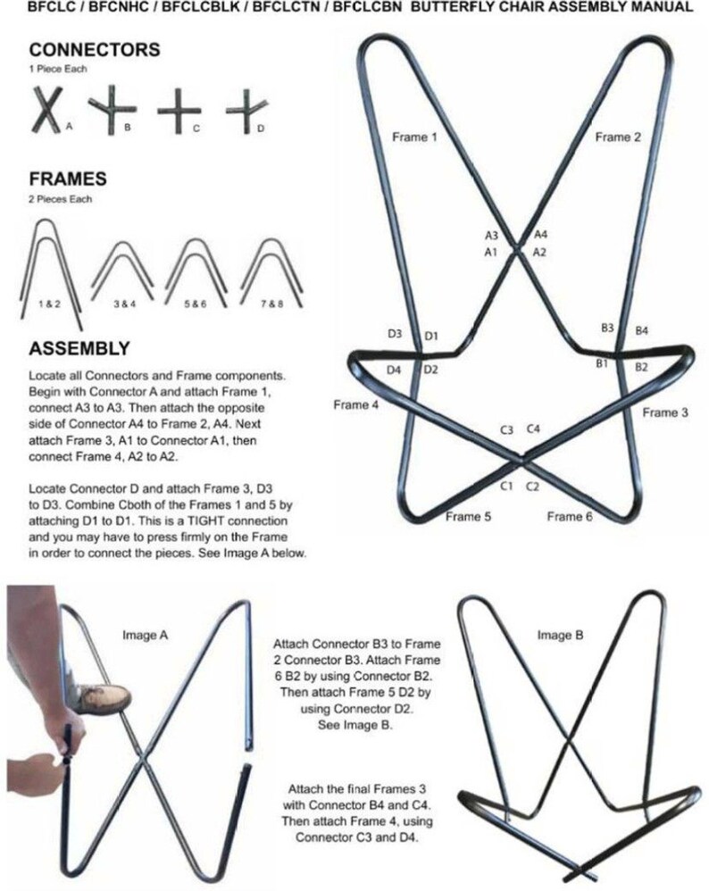 Butterfly Chair Frame Handmade Chair Powder Coated Steel Frame Etsy