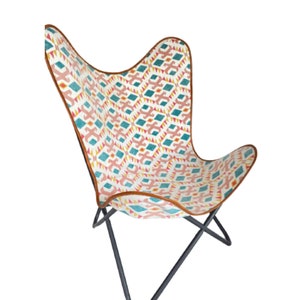 Printed butterfly chair  Rug Accent Vintage Retro Butterfly Chair Lounge Bedroom Relax Armchair With Folding Frame