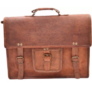 Porte-documents en cuir pour ordinateur portable pour ordinateur portable, sac cartable à bandoulière en cuir, idée cadeau de sac à bandoulière en cuir