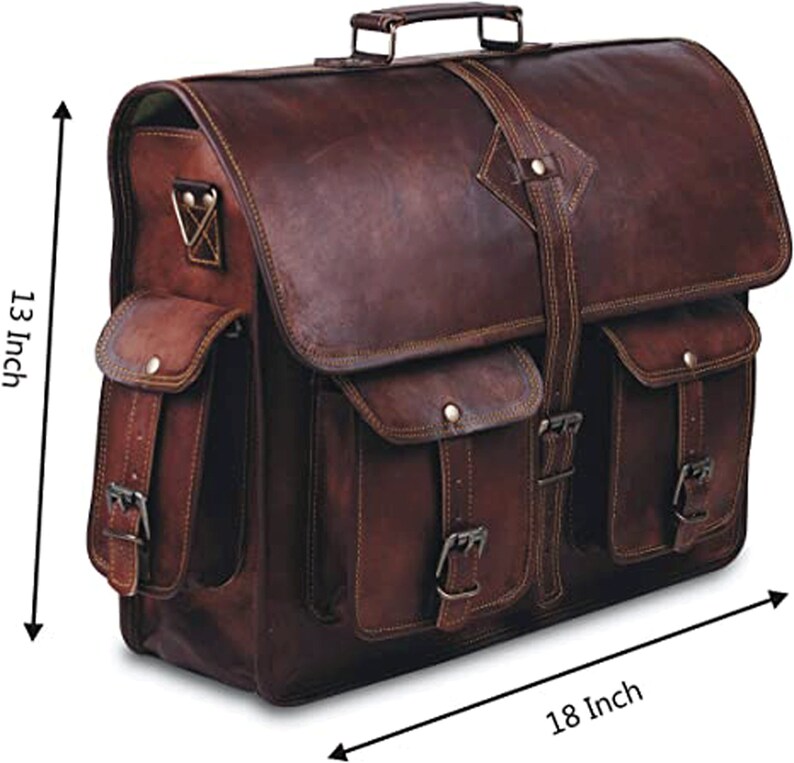Handmade Leather Laptop Bag for Men Full Grain Large Leather Messenger ...