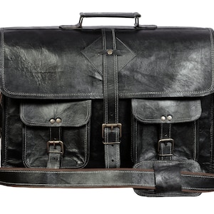 Schwarze Leder Umhängetasche, Leder Umhängetasche, Schwarze Echtleder Laptoptasche, Leder Umhängetasche Für Herren & Damen