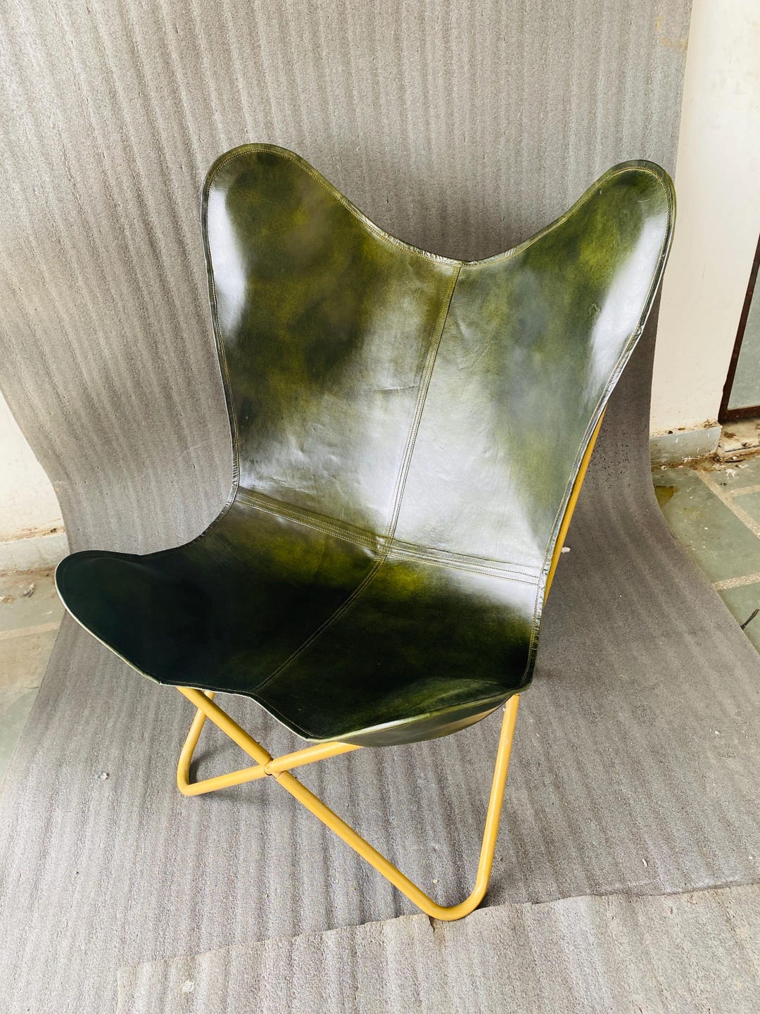 Premium Green Colour Butterfly Chairleather Living Room Arm Handmade