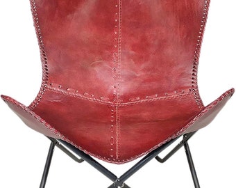 Handgefertigter Premium Vintage Leder Butterfly Chair, Leder BKF, Wohnzimmer Luxus, Relaxsessel, Besteigungsstuhl Halloween Herbstgeschenke