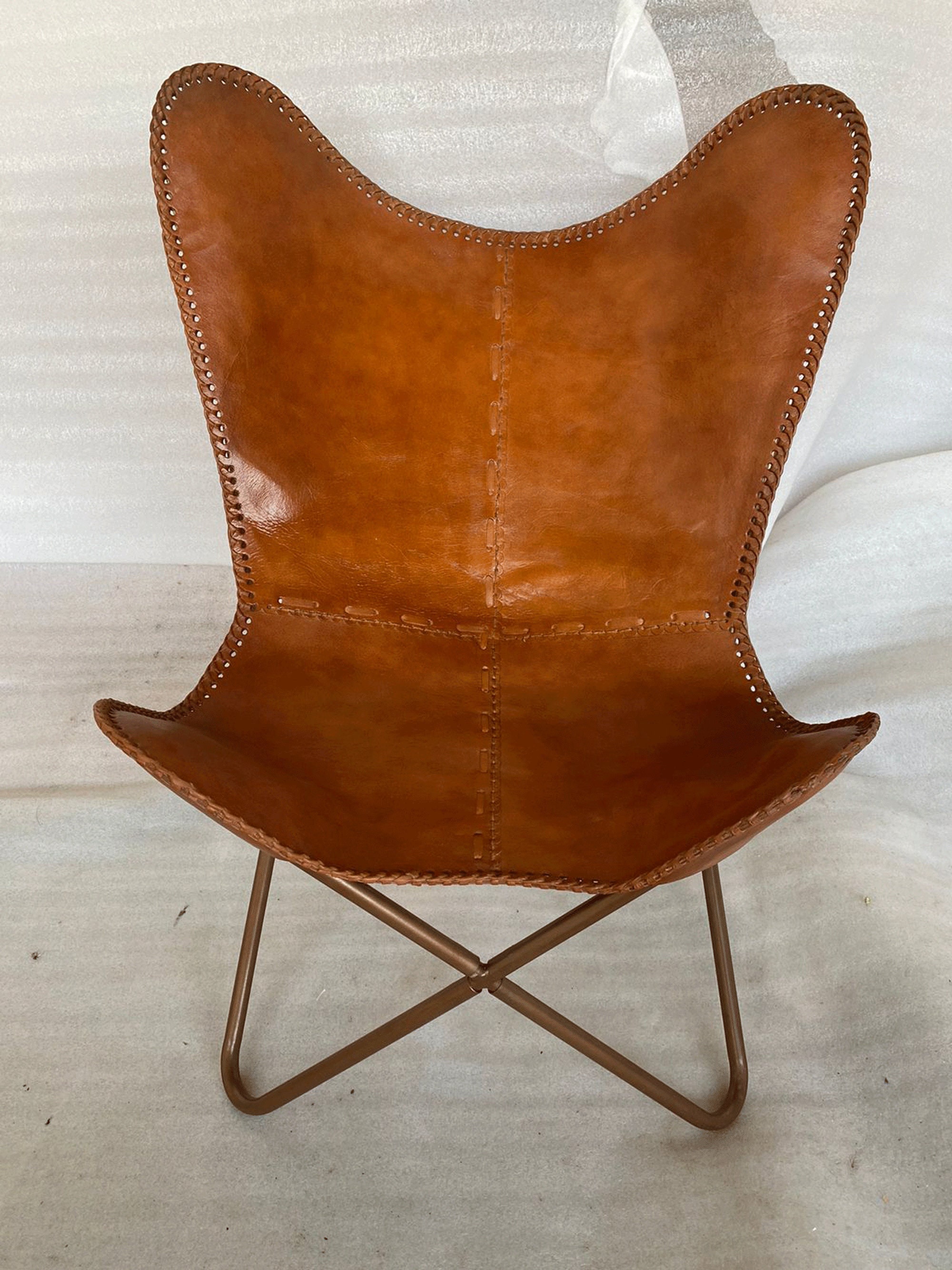 Classic Leather Brown Leather Living Room Chair Butterfly - Etsy