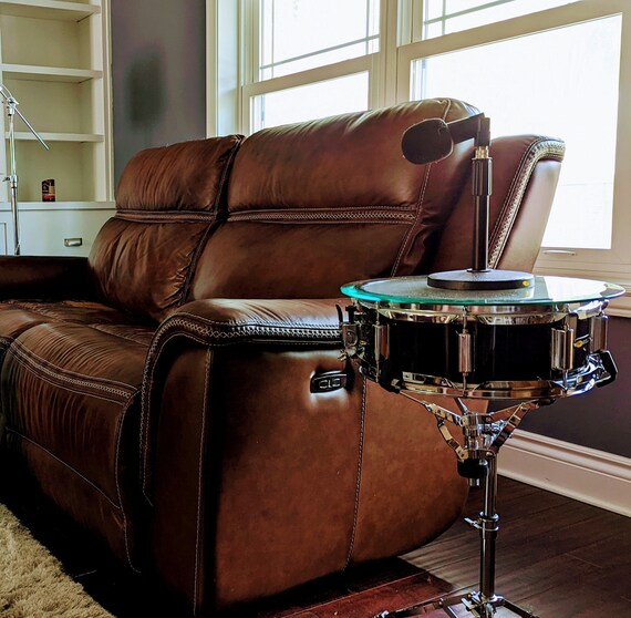 Custom LED Drum Table With Glass Table Top Etsy