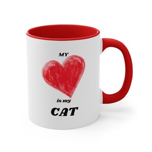 Red CAT LOVE Coffee Mug, Valentine, Birthday, Holiday, Gift