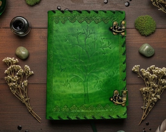 Green Leather Tree of Life Journal | Rustic Nature Notebook