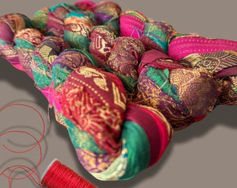Recycled Sari Silk Skein (100g): Bohemian Textile Art Supply