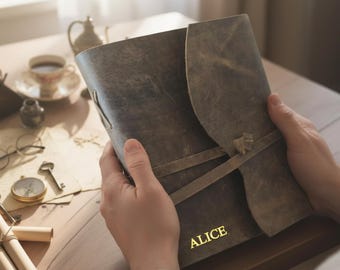 Personalised Leather Journal - Custom Travelers Notebook with Strap