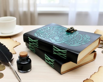 Personalized Skull Leather Journal: Handmade Buffalo Leather Notebook