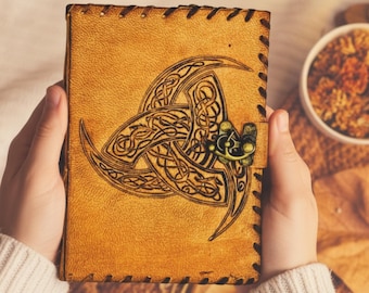Personalized Celtic Leather Journal: Handmade Embossed Leather Diary