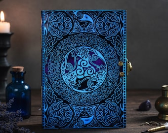 Celtic Tree of Life Leather Journal with Lock