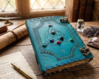 Turquoise Triquetra Journal with Gemstone Accents