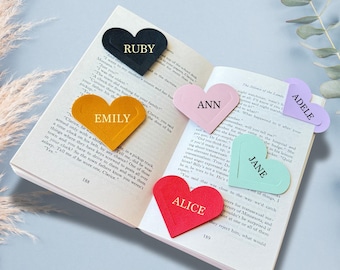 Personalized Leather Heart Bookmark: Gift for Book Lover
