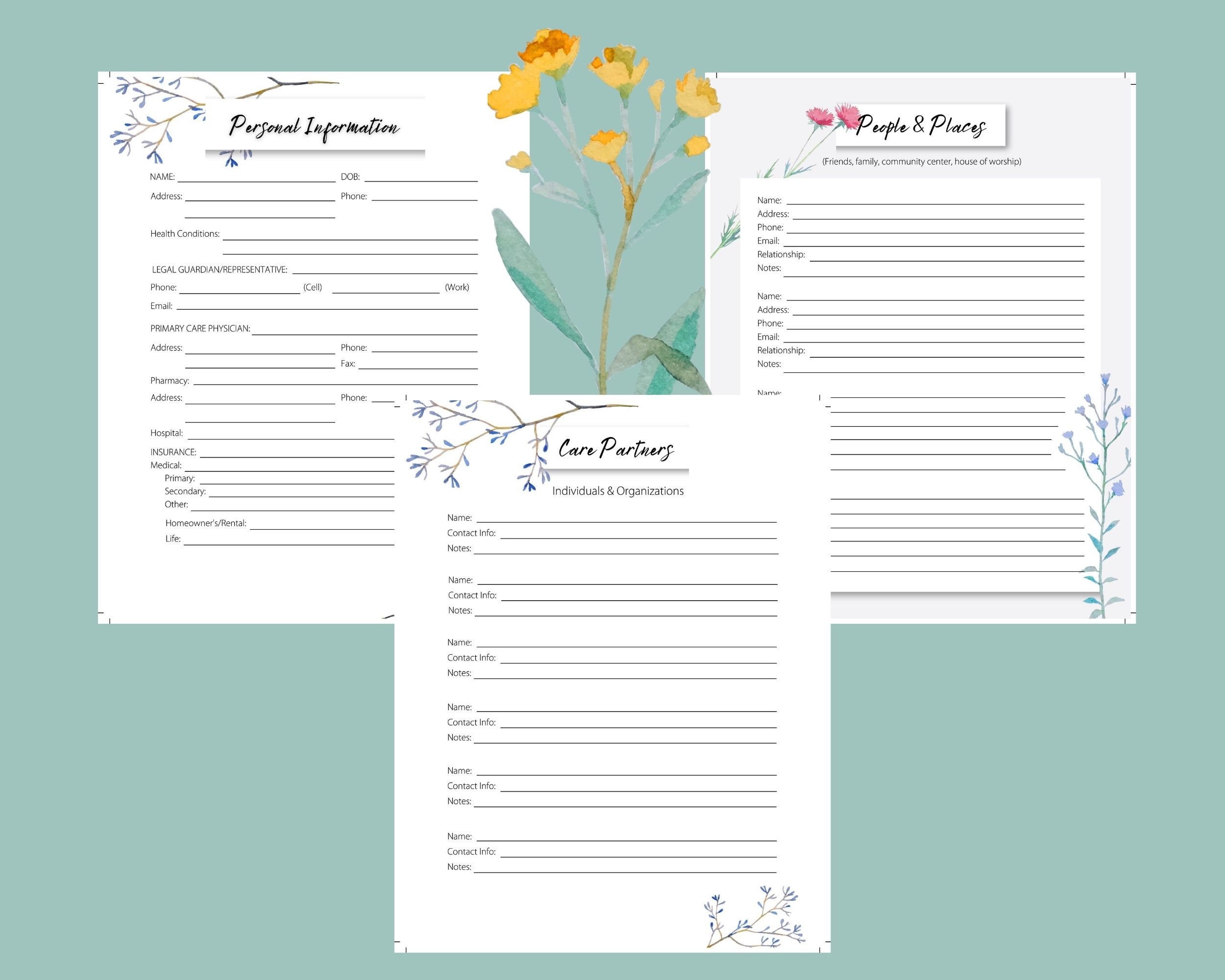 Printable Caregiver Journal Etsy