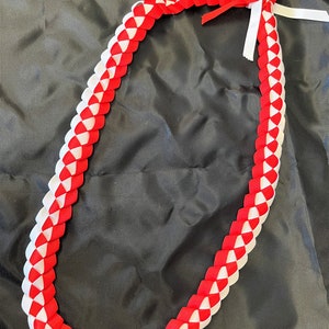 Handmade Hawaiian Ribbon Leis - Red and White