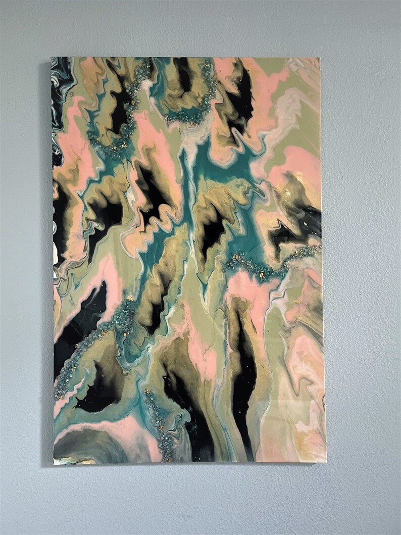 24 X 36 Fluid Art Dutch Pour Painting - Mountain View - Etsy