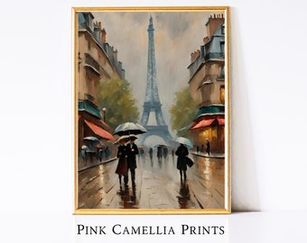 Vintage Paris Cityscape Print: Pobieralna francuska sztuka ścienna | Elegancki obraz Wieży Eiffla